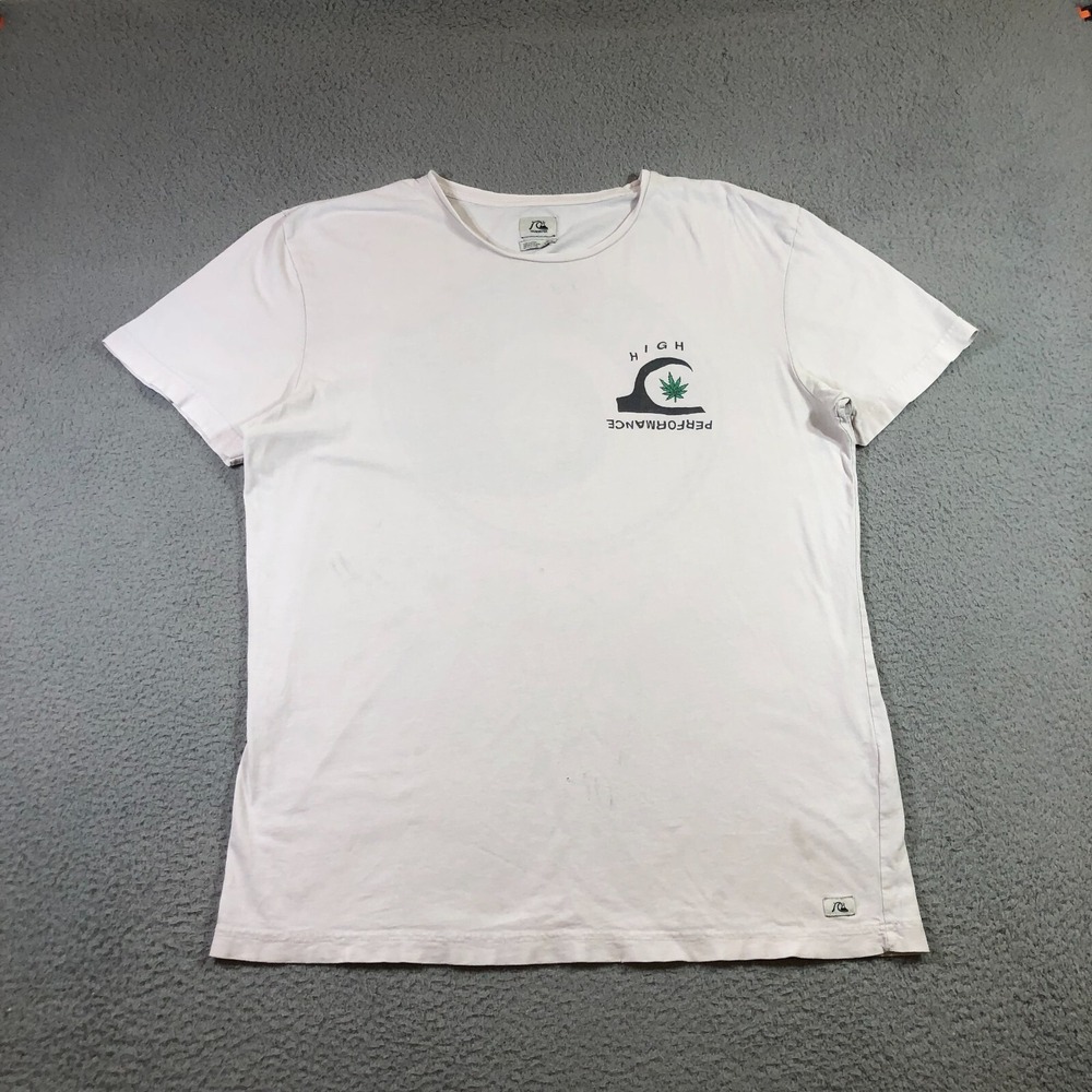 quicksilver high tide T Shirt Mens L white flaws